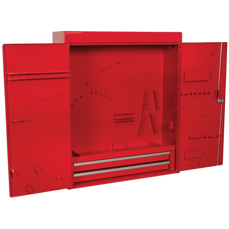 1 pcs - RS PRO 2 drawer Heavy Gauge Steel Wall Mount Tool Cabinet, 890mm x 225mm x 750mm