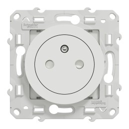 1 pcs - White 1 Gang Plug Socket, 2 Poles, 16A, French 2P, Indoor Use