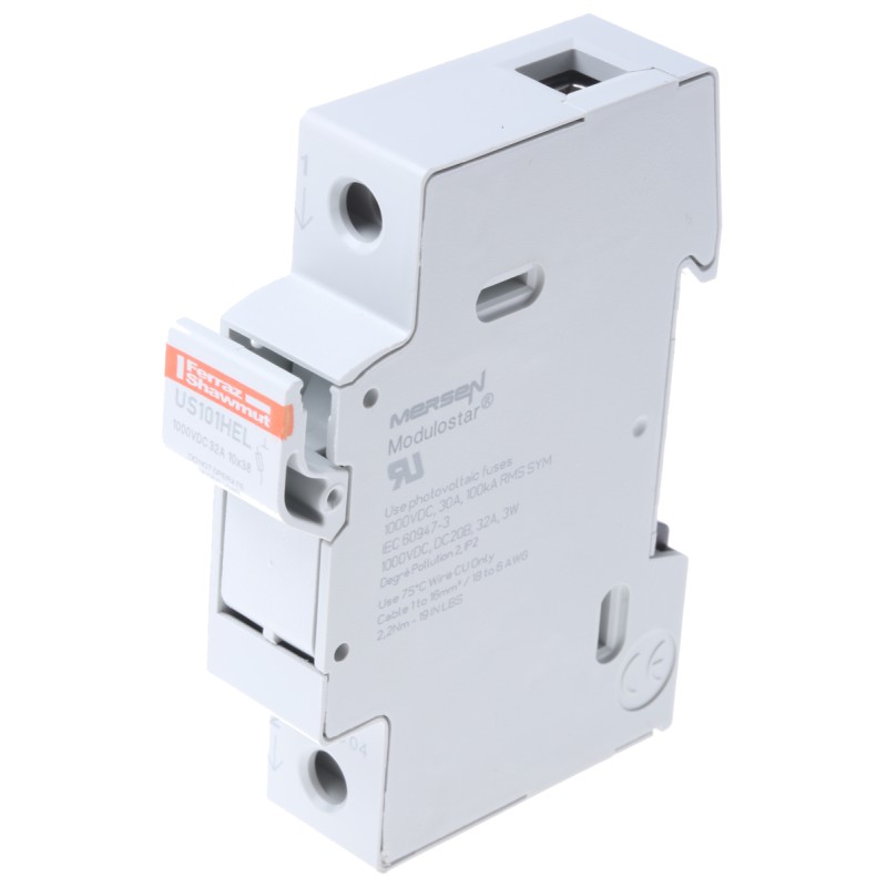 1 pcs - Mersen 32A Rail Mount Fuse Holder for 10 x 38mm Fuse, 1P, 1kV