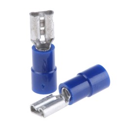 1 Pack of 100 - RS PRO Blue Insulated Female Spade Connector, Receptacle, 4.75 x 0.5mm Tab Size, 1.5mm² to 2.5mm²