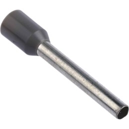 1 Pack of 100 - RS PRO Insulated Crimp Bootlace Ferrule, 18mm Pin Length, 2.6mm Pin Diameter, 2.5mm² Wire Size, Grey