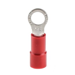 1 Pack of 100 - RS PRO Insulated Ring Terminal, M4 Stud Size, 0.5mm² to 1.5mm² Wire Size, Red