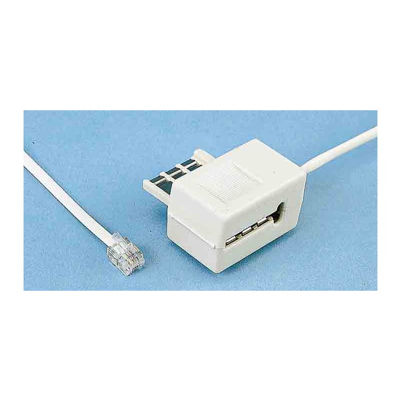 1 pcs - Decelect Male RJ11 to Male Telephone Extension Cable, Black Sheath, 3m