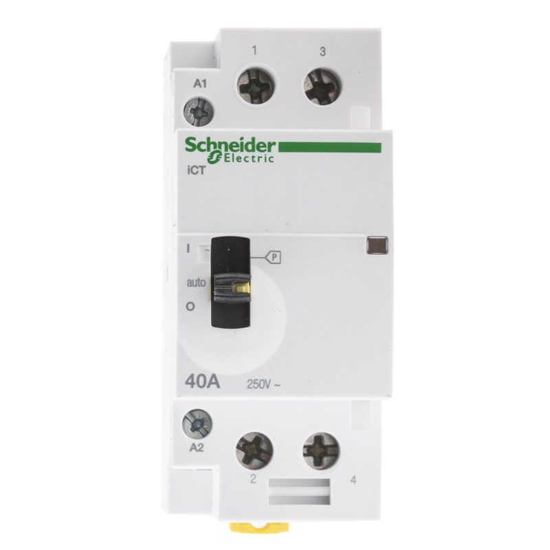 1 pcs - Schneider Electric iCT Series Contactor, 230 V ac Coil, 2-Pole, 40 A, 2NO, 250 V ac