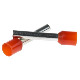 1 Pack of 100 - RS PRO Insulated Crimp Bootlace Ferrule, 18mm Pin Length, 3.2mm Pin Diameter, 4mm² Wire Size, Orange