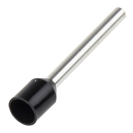 1 Pack of 100 - RS PRO Insulated Crimp Bootlace Ferrule, 18mm Pin Length, 2mm Pin Diameter, 1.5mm² Wire Size, Black