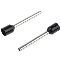 1 Pack of 100 - RS PRO Insulated Crimp Bootlace Ferrule, 18mm Pin Length, 2mm Pin Diameter, 1.5mm² Wire Size, Black