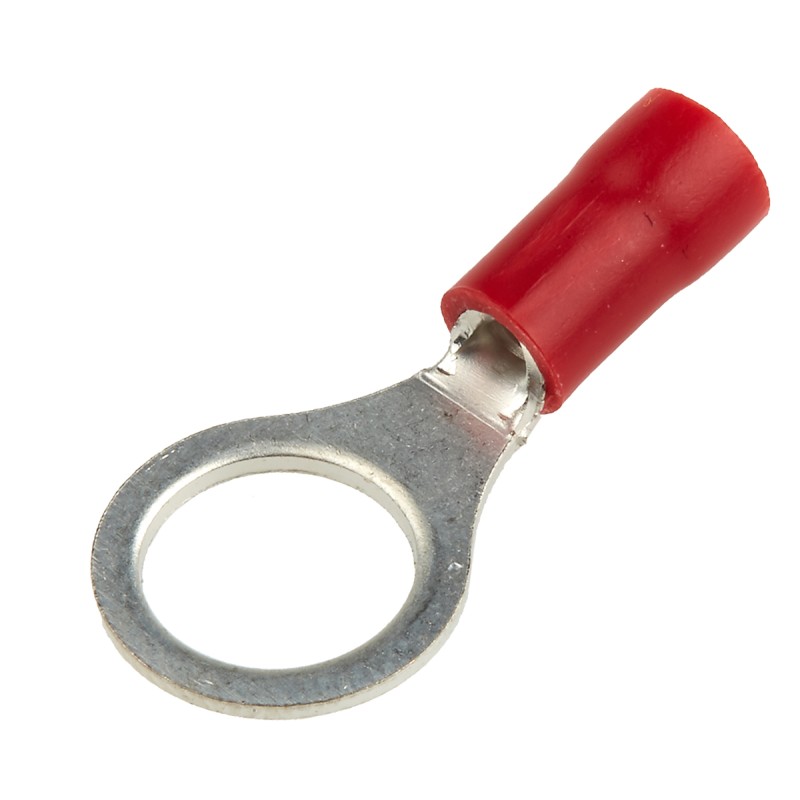 1 Pack of 100 - RS PRO Insulated Ring Terminal, M8 Stud Size, 0.5mm² to 1.5mm² Wire Size, Red