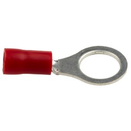 1 Pack of 100 - RS PRO Insulated Ring Terminal, M8 Stud Size, 0.5mm² to 1.5mm² Wire Size, Red