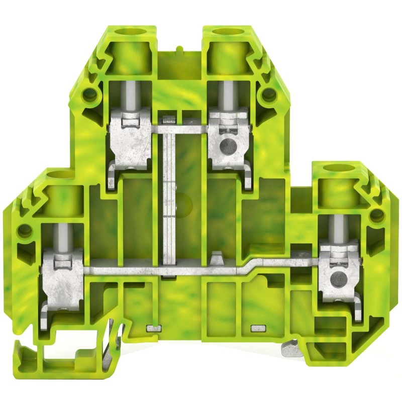 1 pcs - RS PRO Green, Yellow Earth Terminal Block, Double-Level, Screw Termination