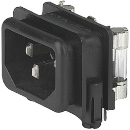 50 pcs - Schurter C14 Right Angle Panel Mount IEC Connector Male, 10A, 250 V, Fuse Size 5 x 20mm