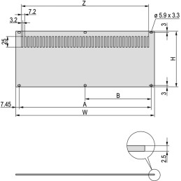 1 pcs - nVent SCHROFF Grey Aluminium Back Plane, 3U, 84HP, Ventilated, 426.28 x 128.4mm