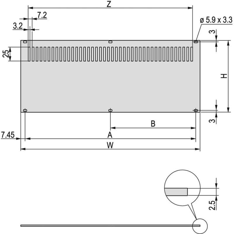 1 pcs - nVent SCHROFF Grey Aluminium Back Plane, 3U, 84HP, Ventilated, 426.28 x 128.4mm