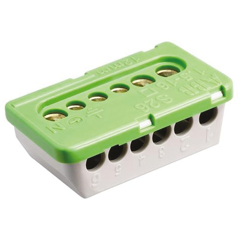 1 pcs - Entrelec MISTRAL65 Series Non-Fused Terminal Block, 6-Way, 100A, 6 mm², 16 mm² Wire, Screw Termination