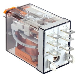 1 pcs - Finder Plug In Power Relay, 110V ac Coil, 20A Switching Current, DPDT