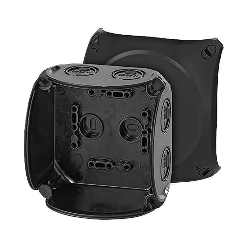 1 pcs - HENSEL ENYCASE DK Series Black Polycarbonate Junction Box, 104 x 104 x 70mm