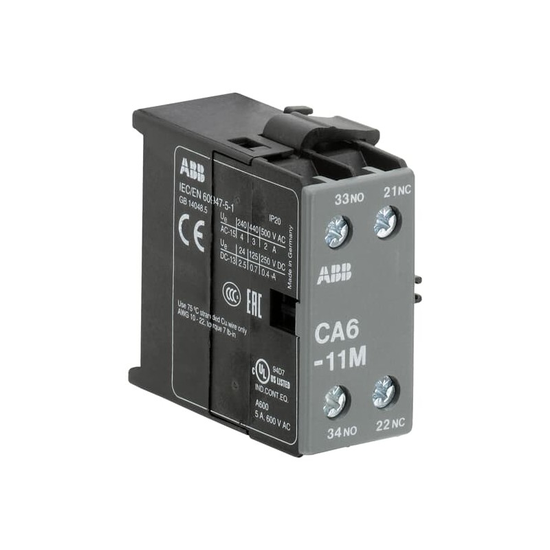 1 pcs - ABB Auxiliary Contact, 2 Contact, Side Mount, CA6