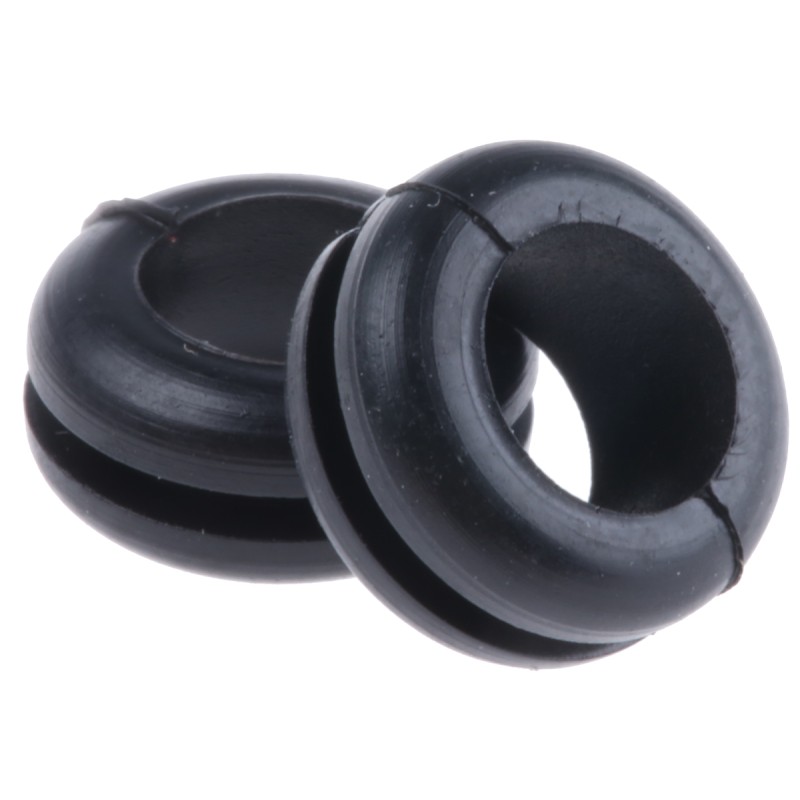 1 Bag of 100 - HellermannTyton Black PVC 8mm Cable Grommet for Maximum of 6mm Cable Dia.