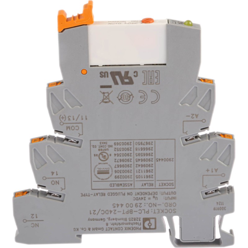 1 pcs - Phoenix Contact PLC-RPT- 24DC/21/MS Series Interface Relay, DIN Rail Mount, 24V dc Coil, SPDT, 1-Pole