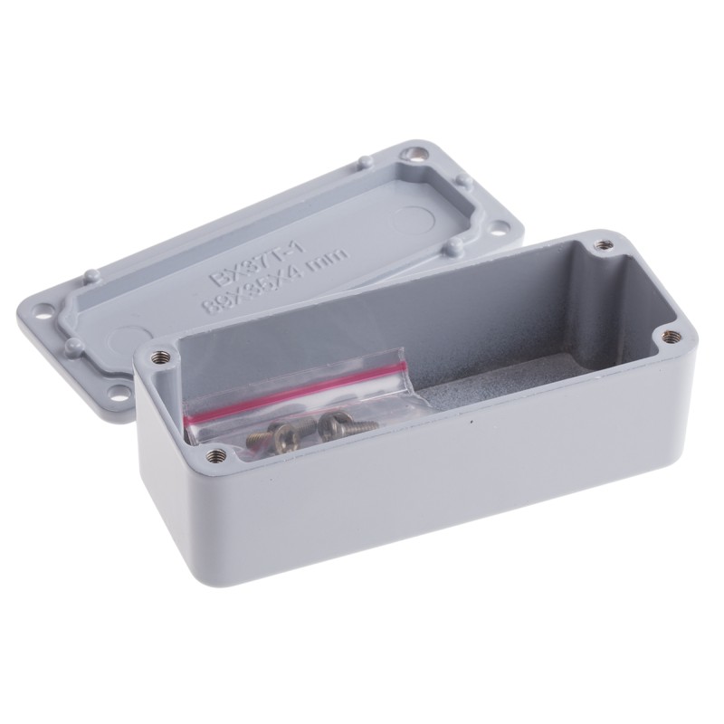 1 pcs - RS PRO Grey Die Cast Aluminium Enclosure, Grey Lid, 89.1 x 35 x 30.3mm