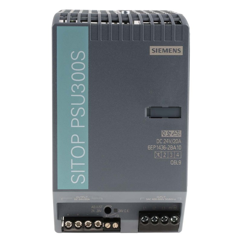 1 pcs - Siemens SITOP PSU300S Switch Mode DIN Rail Power Supply, 340 - 550V ac ac Input, 24V dc dc Output, 20A Output,