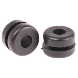 1 Bag of 100 - HellermannTyton Black PVC 9mm Cable Grommet for Maximum of 6mm Cable Dia.