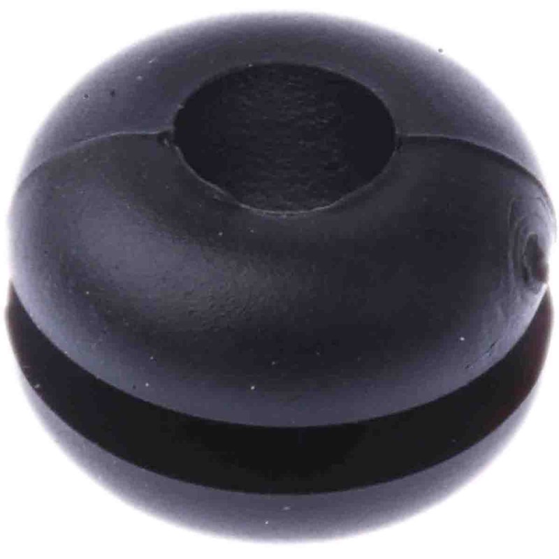 1 Bag of 100 - RS PRO Black PVC 6.4mm Cable Grommet for Maximum of 4mm Cable Dia.