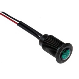 1 pcs - Oxley Green Panel Mount Indicator, 230V ac, 10.2mm Mounting Hole Size, Lead Wires Termination, IP66