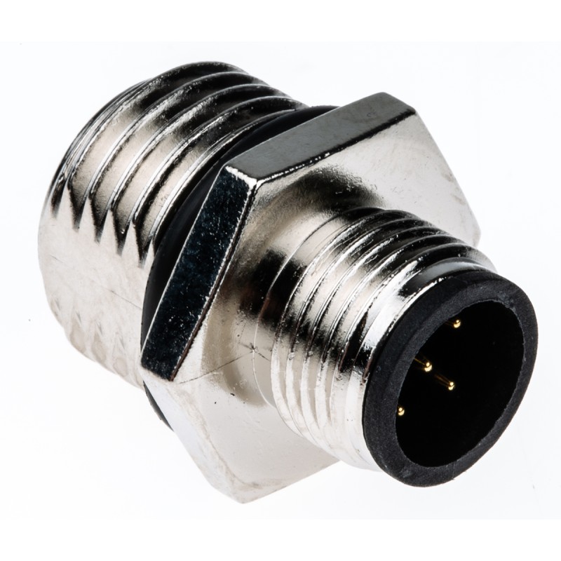 1 pcs - TE Connectivity Circular Connector, 5 Contacts, Panel Mount, M12 Connector, Plug, Male, IP67, M12 Series