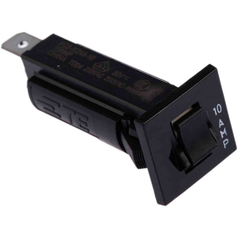 100 pcs - TE Connectivity Thermal Circuit Breaker - W28 Single Pole 32 V dc, 250V ac Voltage Rating Panel Mount, 10A Current