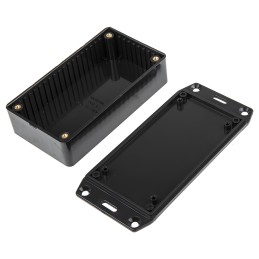 1 pcs - Hammond 1591 Series Black Flame Retardant ABS Enclosure, IP54, Flanged, Black Lid, 112 x 62 x 27mm