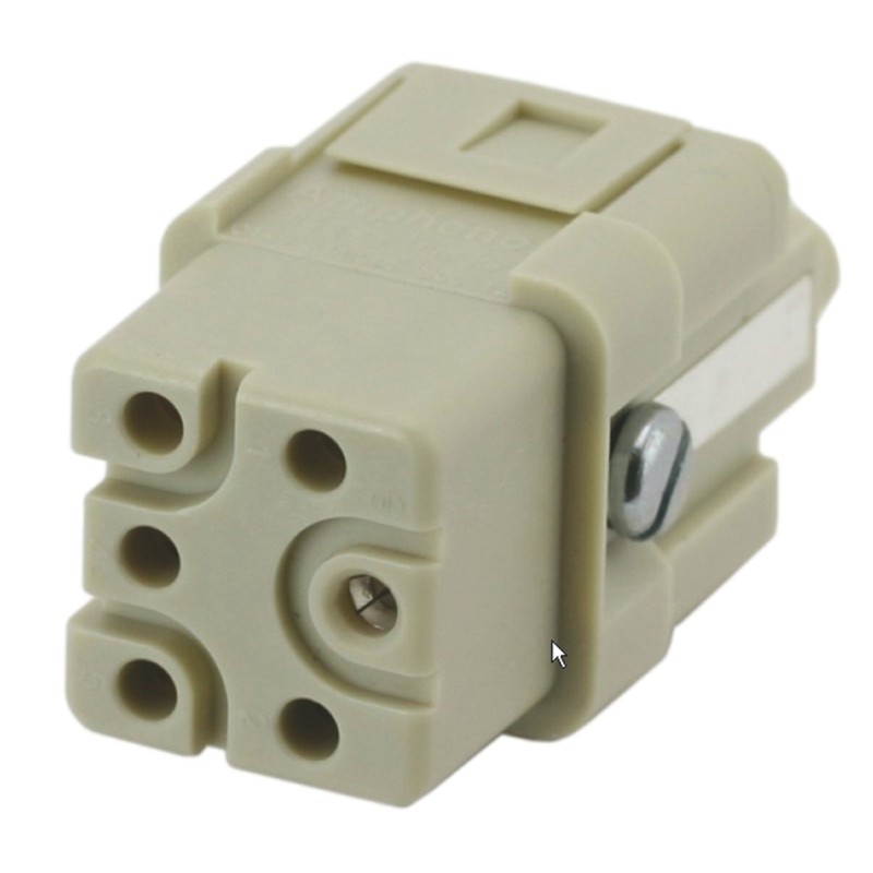 1 pcs - Amphenol Industrial Q Type Insert, 5 Way, Female, Heavy Mate Q, Cable Mount, 400 V
