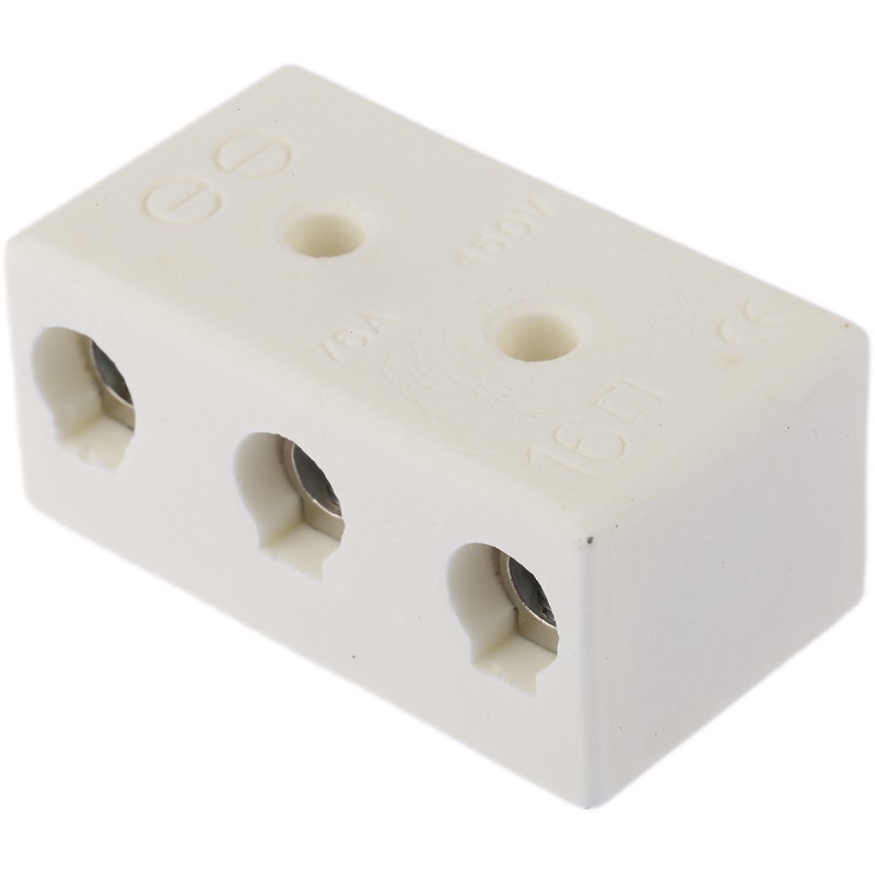 1 Pack of 5 - RS PRO Non-Fused Terminal Block, 3-Way, 76A, 6 AWG Wire, Screw Down Termination