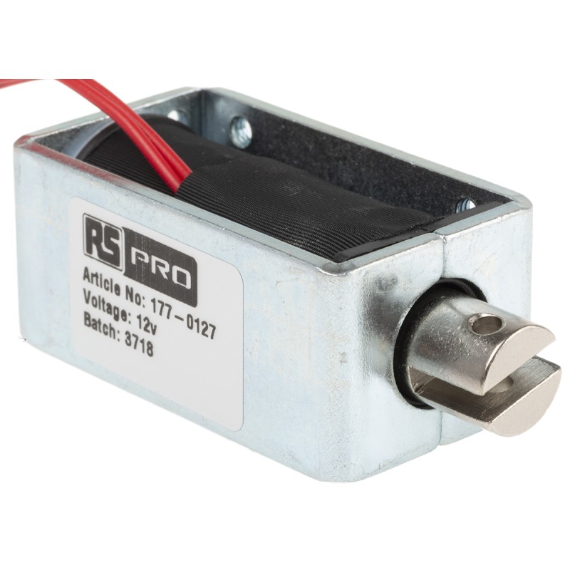 1 pcs - RS PRO Linear Solenoid, 12 V dc, 58 x 25.4 x 31.8 mm
