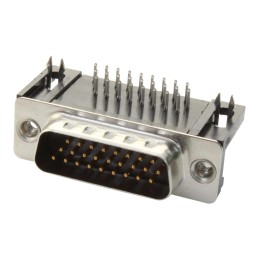 50 pcs - Harting 62 Way Right Angle Through Hole D-sub Connector Plug, 2.41mm Pitch, with 4-40 UNC Female Screwlocks, Boardlocks