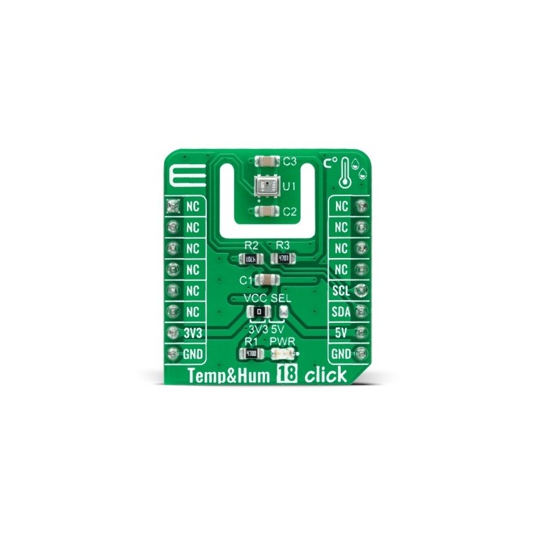 1 Box of 1 - MikroElektronika Temp & Hum 18 Click Temperature & Humidity Sensor Add On Board for HS3003 MikroBUS