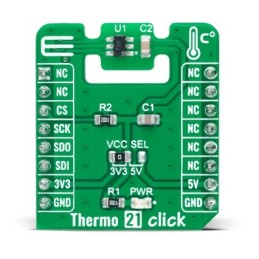 1 Box of 1 - MikroElektronika Thermo 21 Click Temperature Sensor Add On Board for ADT7301 MikroBUS