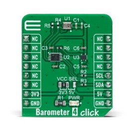 1 Box of 1 - MikroElektronika Barometer 4 Click Barometric Pressure Sensor, Temperature Sensor Add On Board for ICP-10111 MikroB