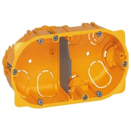 1 pcs - Legrand Batibox Yellow Plastic Back Box, NF, 2 Gangs