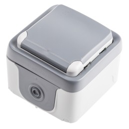 1 pcs - Legrand Grey 1 Gang Plug Socket, 16A, Type E - French, Outdoor Use