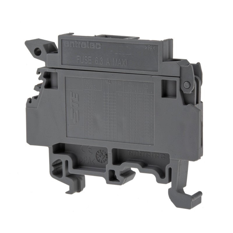 1 Pack of 5 - Entrelec MA Series Grey Fused DIN Rail Terminal, 4mm², Screw Termination, Fused