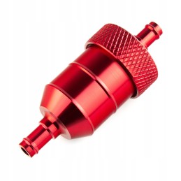 CNC fuel filter for fi 6 motorcycle hoses, disassembled, red