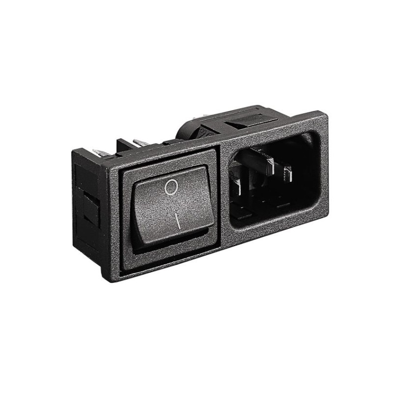 1 pcs - Bulgin C14 Horizontal Panel Mount IEC Connector Male, 10A