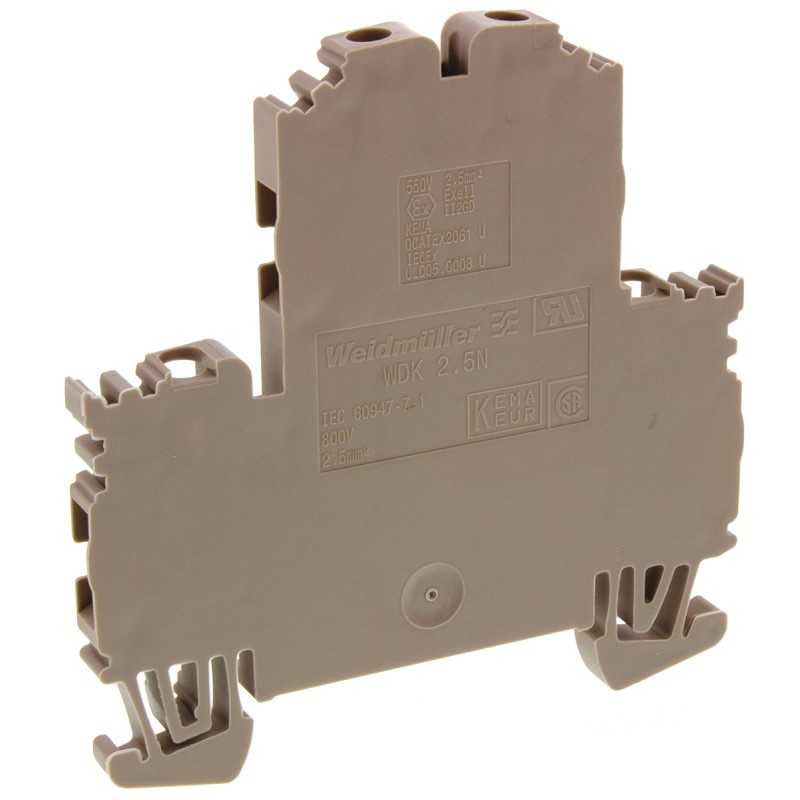 1 Pack of 5 - Weidmuller WDK Series Brown Double Level Terminal Block, 2.5mm², Double-Level, Screw Termination, ATEX