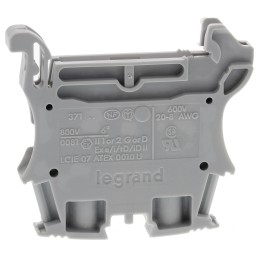 1 Pack of 5 - Legrand 371 Series Grey DIN Rail Terminal Block, 6mm², Single-Level, Screw Termination
