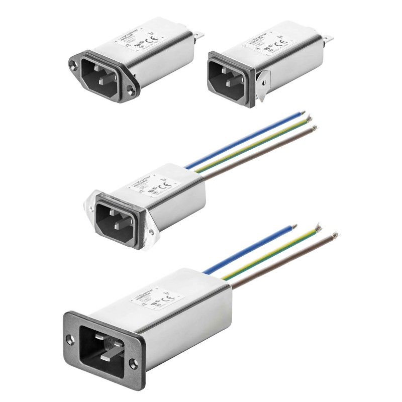 50 pcs - Schaffner 20A, 250 V ac Male Front Mount IEC Inlet Filter 2 Pole FN9255B-20-06, Faston