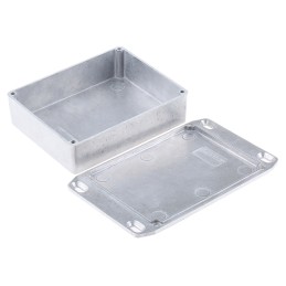 1 pcs - Hammond 1590 Series Natural Die Cast Aluminium Enclosure, IP54, Flanged, Natural Lid, 118.5 x 93.5 x 30mm