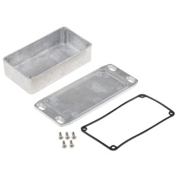 1 pcs - Hammond 1590 Series Natural Die Cast Aluminium Enclosure, IP65, Flanged, Natural Lid, 112.4 x 60.5 x 31mm