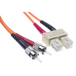 1 pcs - RS PRO ST to SC Duplex Multi Mode OM2 Fibre Optic Cable, 50/125μm, Orange, 2m