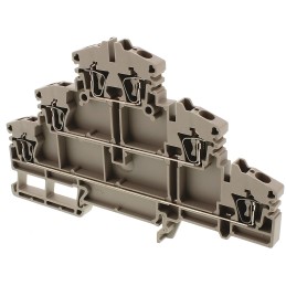 1 Pack of 5 - Weidmuller ZDLD Series Brown DIN Rail Terminal Block, 2.5mm², Triple-Level, Clamp Termination